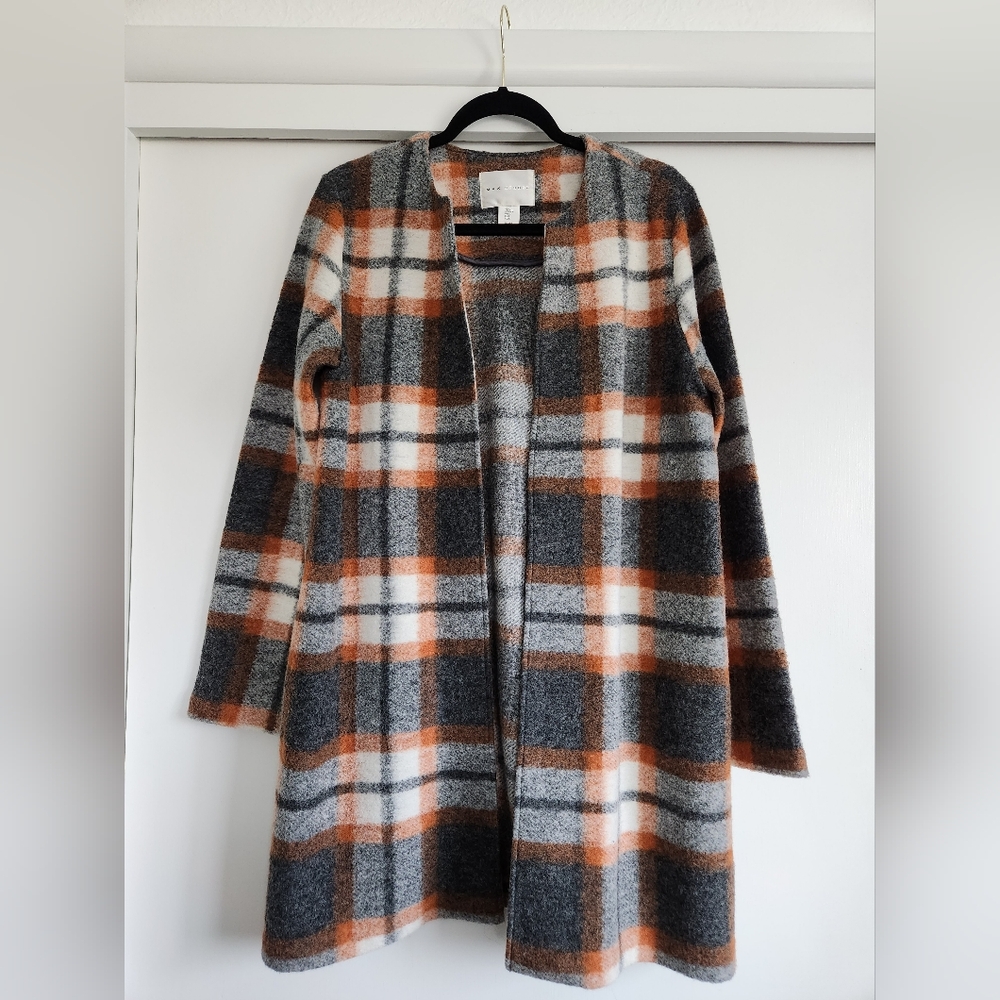Max Studio Wool Plaid Jacket, Size Large